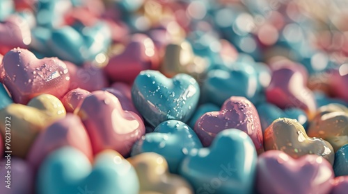 Fondo abstracto de corazones para celebración del día de los enamorados. Ideal como fondo para web. Generado por IA. photo