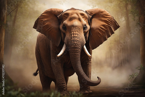 Large brown elephant, wild animal look