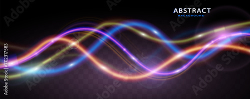 Light trails violet and blue line.Abstract background speed effect motion blur night lights. 