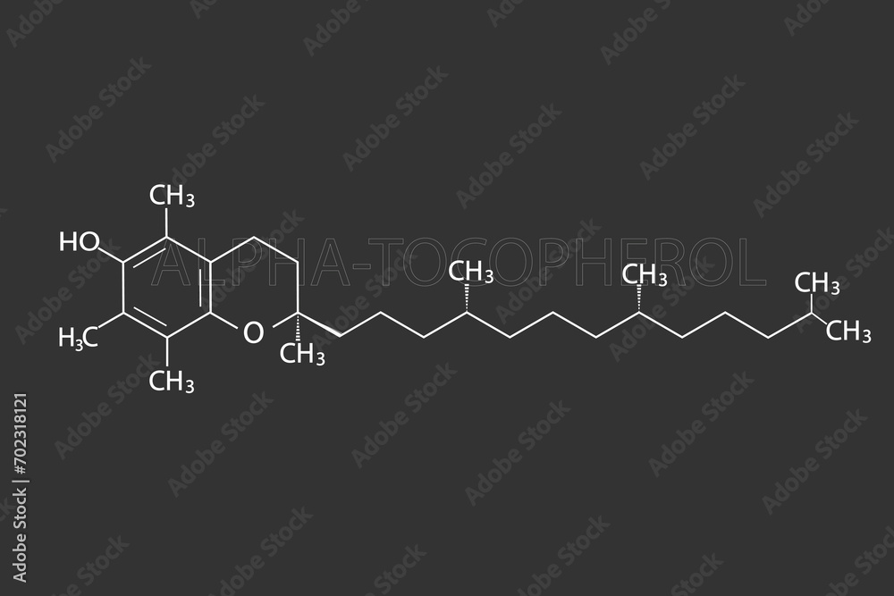 Alphatocopherol molecular skeletal chemical formula Alphatocopherol molecular skeletal chemical formula