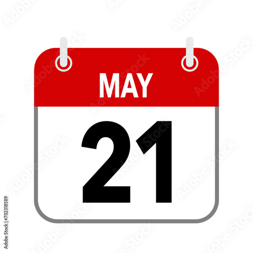 21 May  calendar date icon on white background.