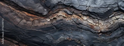 Panel kuchenny z motywem Textured Slate Rock Surface with Natural Patterns. Close-up of a slate rock surface showcasing intricate natural patterns and texture, perfect for geology or natural background themes.