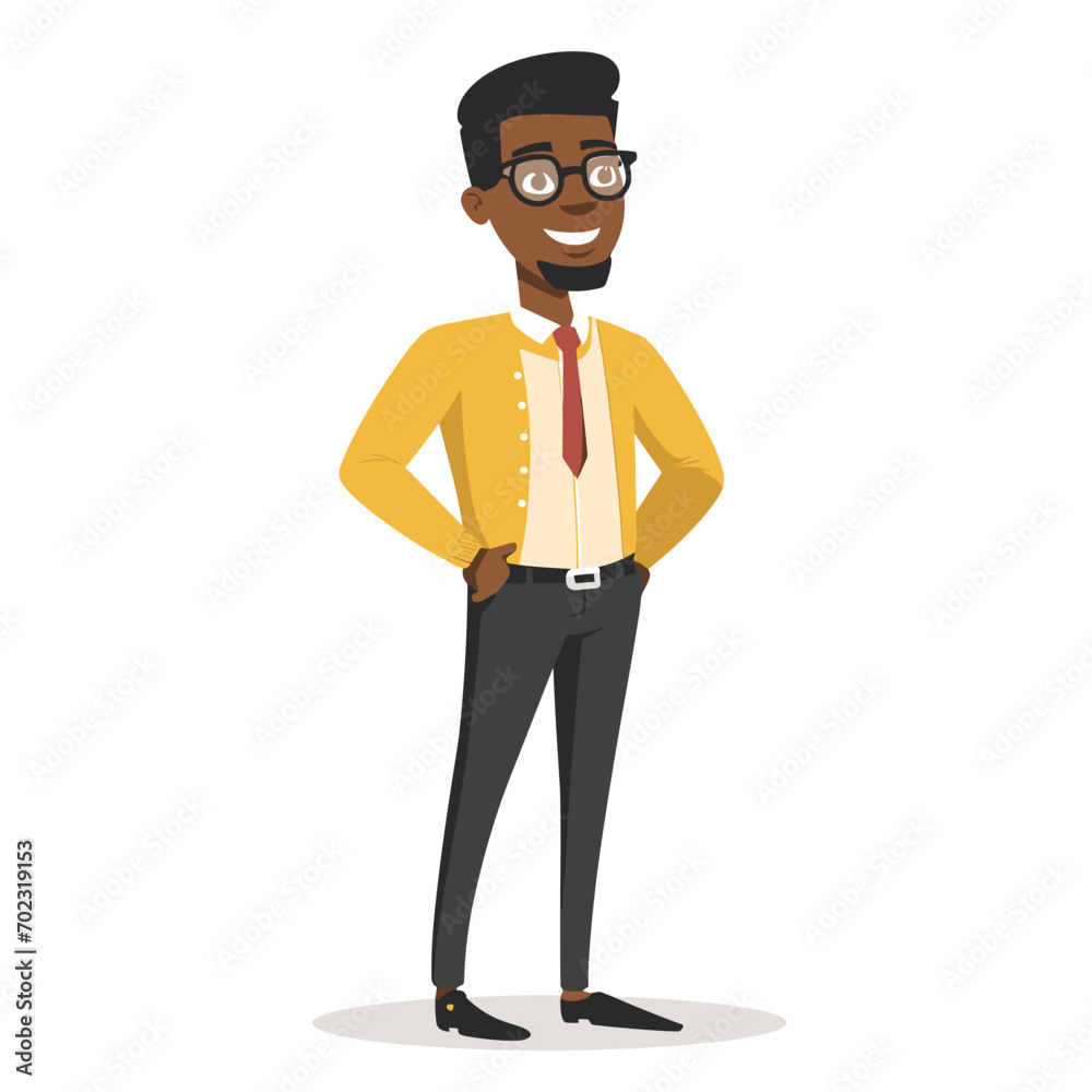 African American male businessman in a suit, vector in minimalism