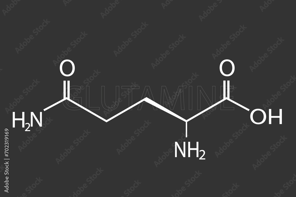 Glutamine molecular skeletal chemical formula
