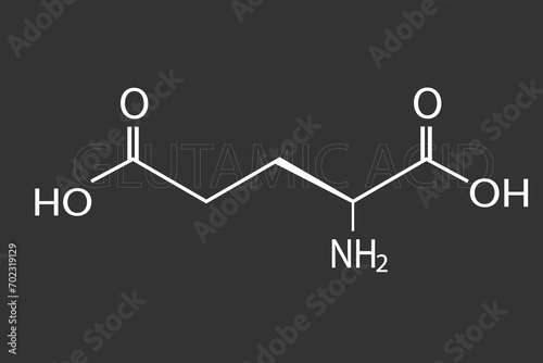 Glutamic acid molecular skeletal chemical formula