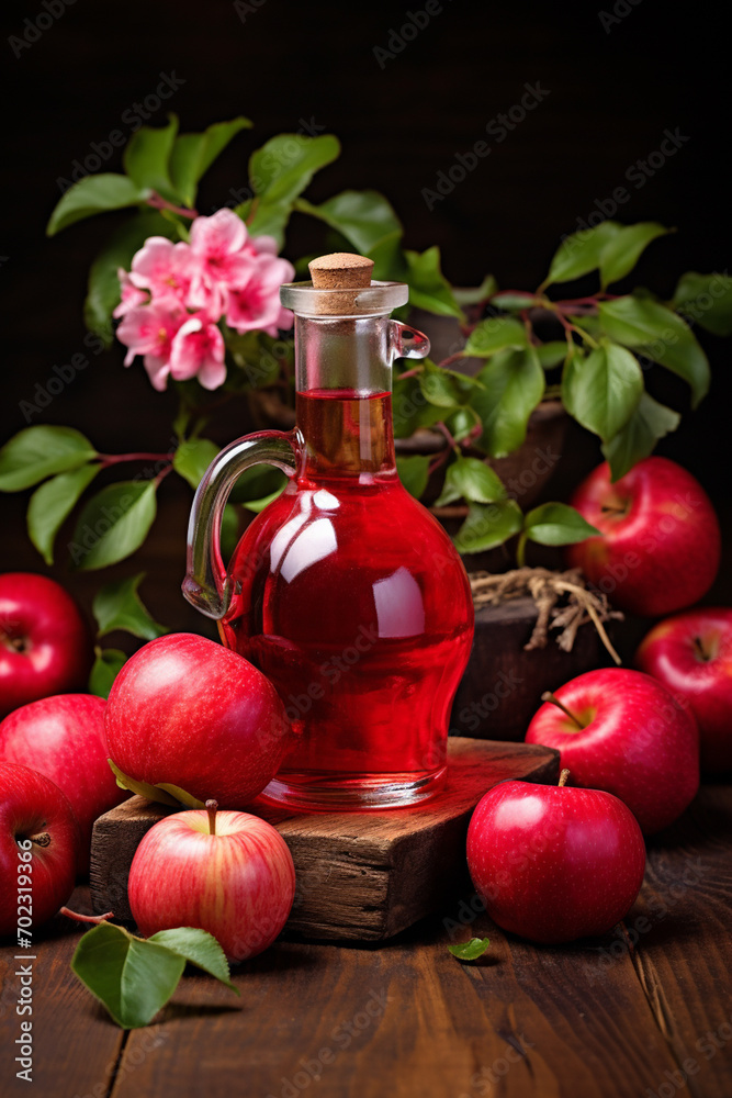 bottle, cans of apple extract essential oil. bottle, cans of apple extract essential oil.