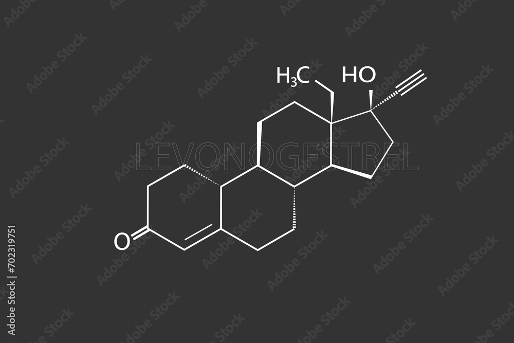 Fototapeta premium Levonogestrel molecular skeletal chemical formula