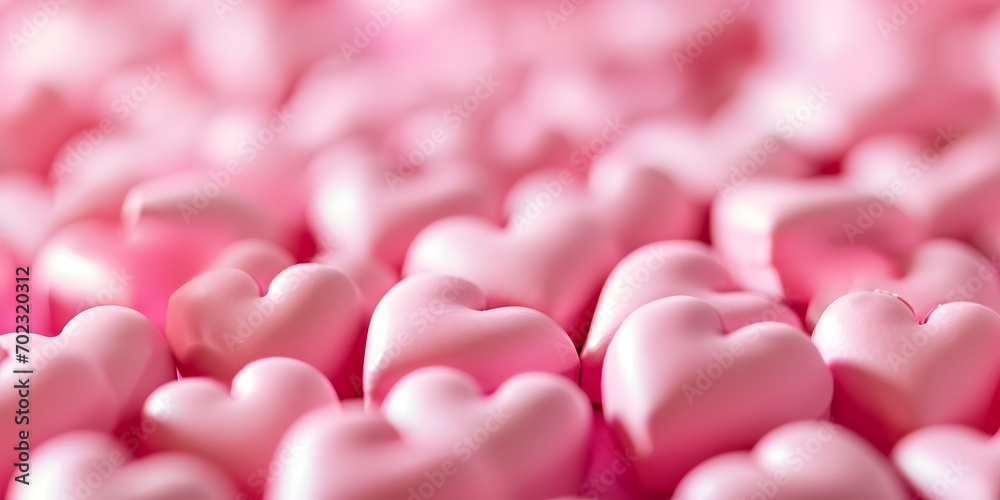 Arranged grid of pink candy hearts for valentine's day web background - generative ai Arranged grid of pink candy hearts for valentine's day web background - generative ai