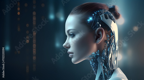 Beautiful female robot with artificial intelligence