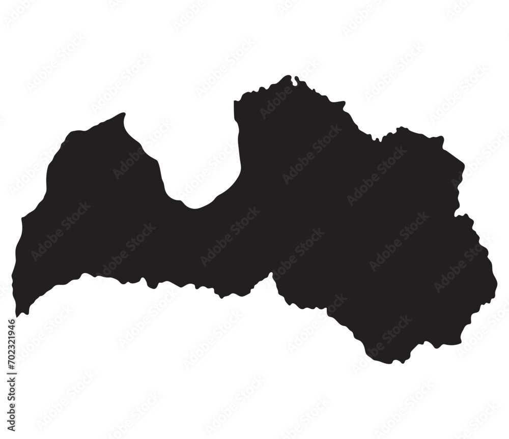 Latvia map. Map of Latvia in black color