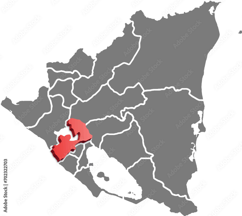 MANAGUA DEPARTMENT MAP PROVINCE OF NICARAGUA 3D ISOMETRIC MAP