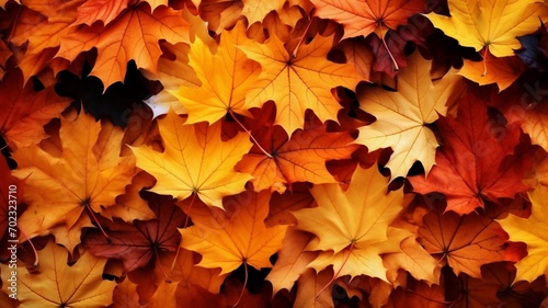 Autumn Leaves: Banner Backdrop in a Space of Seasonal Splendor - AI Generative