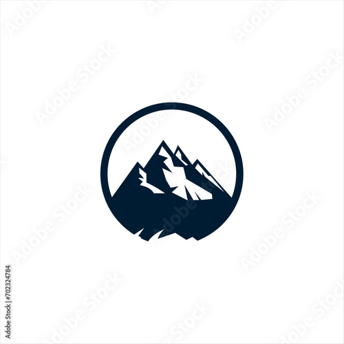 Stylized mountains emblem  vector icon.
