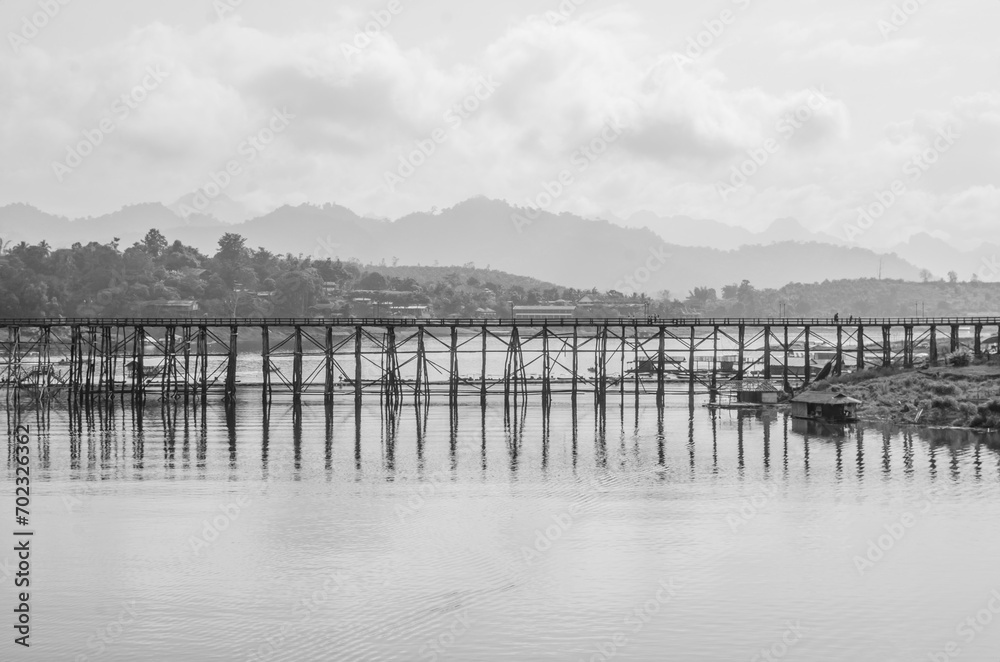 Bridge across the river and Wood bridge