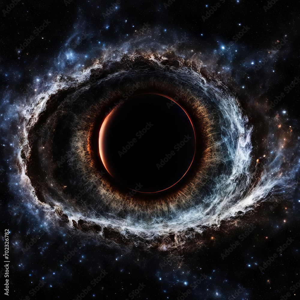 A deep cosmic black hole that looks like an eye in space.	