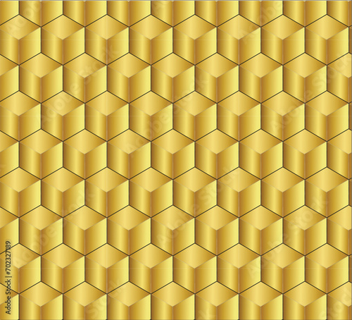 gold background.Abstract seamless hexagon pattern. Vector illustration. Geometric seamless pattern.           