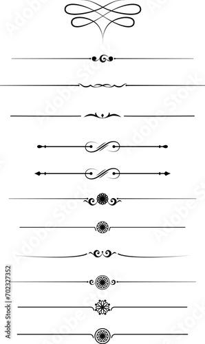 black and white set of delimiters for text, dividers