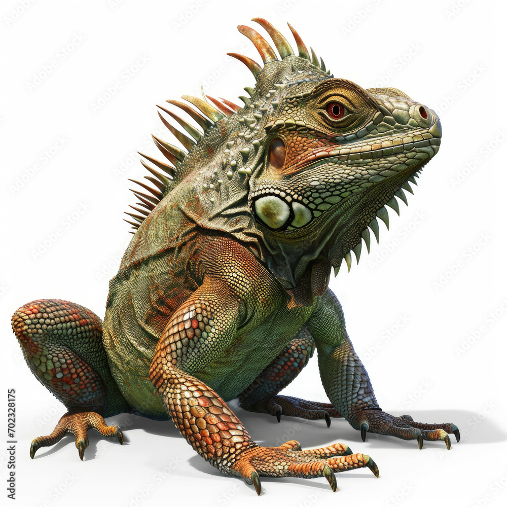 Fototapeta premium iguana on white