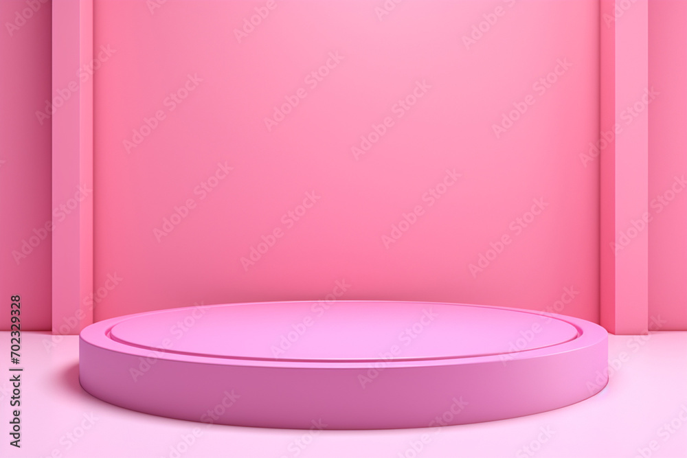 The landscape view of abstract pink podium with rounded and texture surface for product presentation 3d model rendering. Generative AI. The landscape view of abstract pink podium with rounded and texture surface for product presentation 3d model rendering. Generative AI.