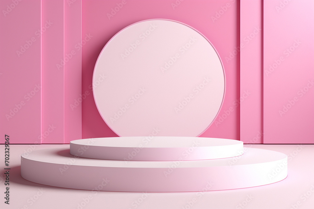The landscape view of abstract pink podium with rounded and texture surface for product presentation 3d model rendering. Generative AI. The landscape view of abstract pink podium with rounded and texture surface for product presentation 3d model rendering. Generative AI.