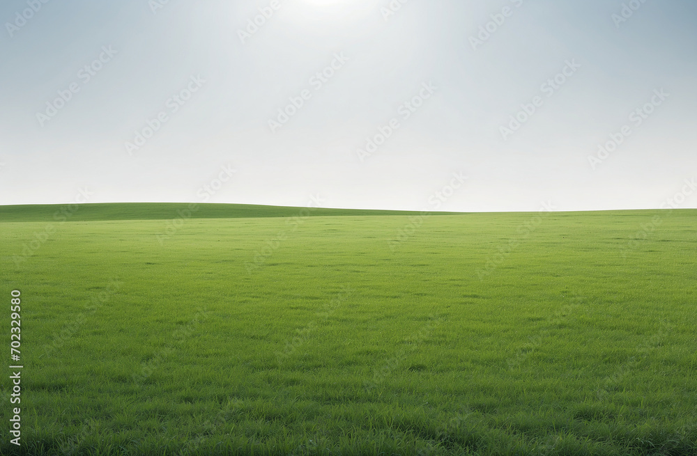green grass field and blue sky isolated