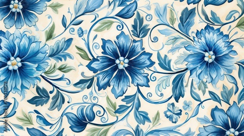 Elegant blue floral pattern on light background