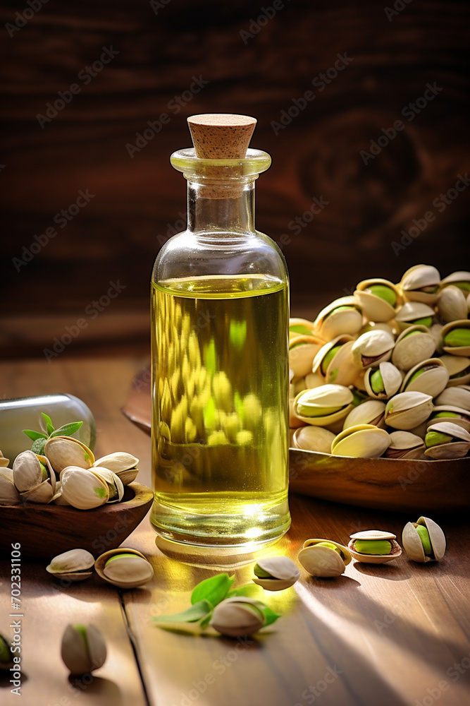 bottle, jar of pistachio essential oil extract bottle, jar of pistachio essential oil extract