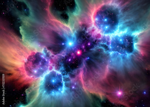 Space colorful in purple shades background with realistic shining stars infinite universe,Generative AI 
