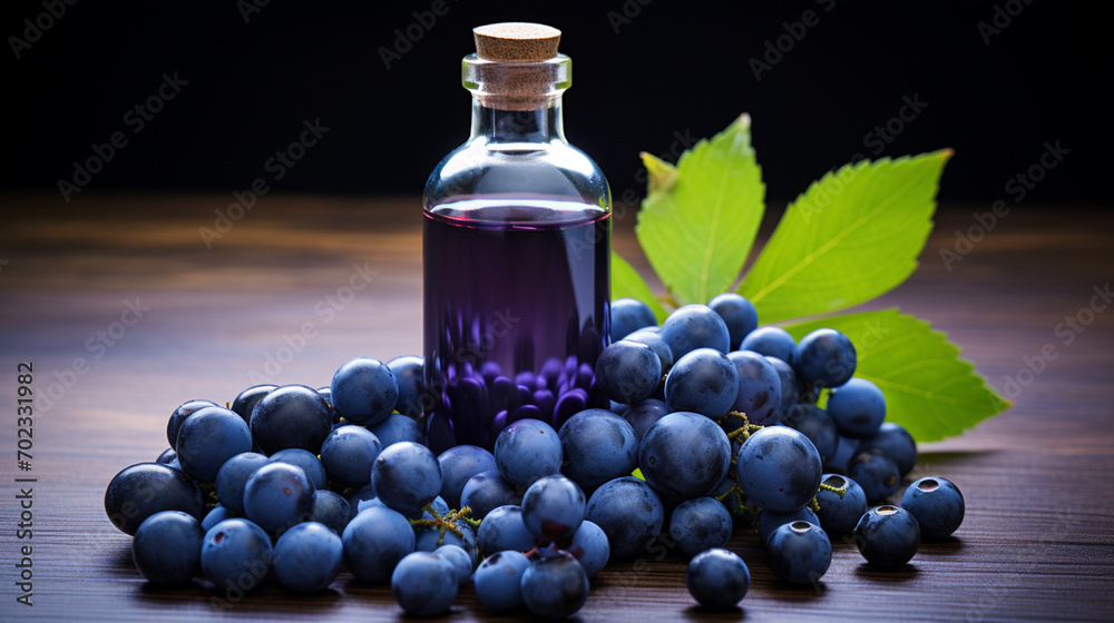 bottle, jar of grape essential oil extract bottle, jar of grape essential oil extract