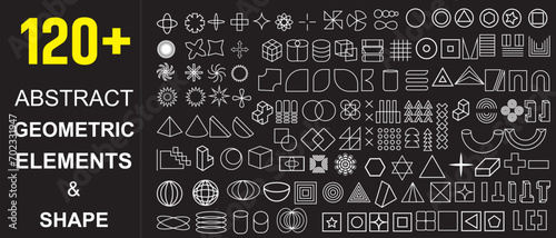 Retro futuristic elements design. Set of abstract graphic geometric symbols and objects in y2k style. Geometric elements and shapes. Templates for notes, posters, banners, stickers, logo. 