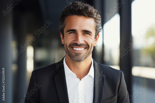 Portrait of an attractive cheerful male manager photo