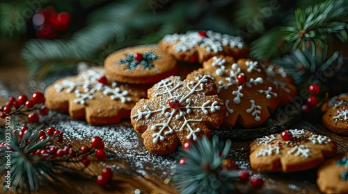 Above Tasty Christmas Biscuits Placed, Background HD, Illustrations