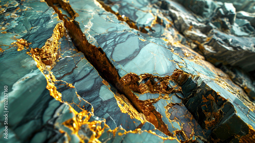 Opulent Blue Marble with Natural Gold Veins Texture