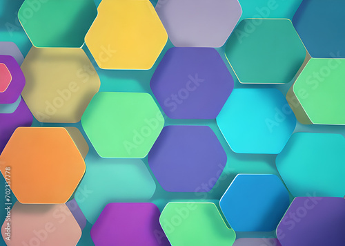 Multicolored patterns with repeating hexagonal mosaics hexagons mosaic background design Modern technology geometric ,Generative AI	