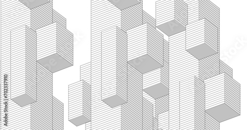 abstract modular architecture 3d rendering