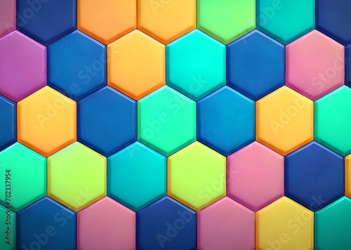 Multicolored patterns with repeating hexagonal mosaics hexagons mosaic background design Modern technology geometric  Generative AI 