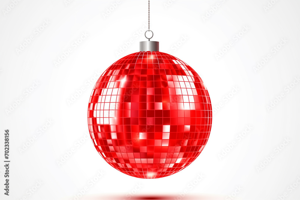 Obraz premium disco ball red, hanging, isolated on white background