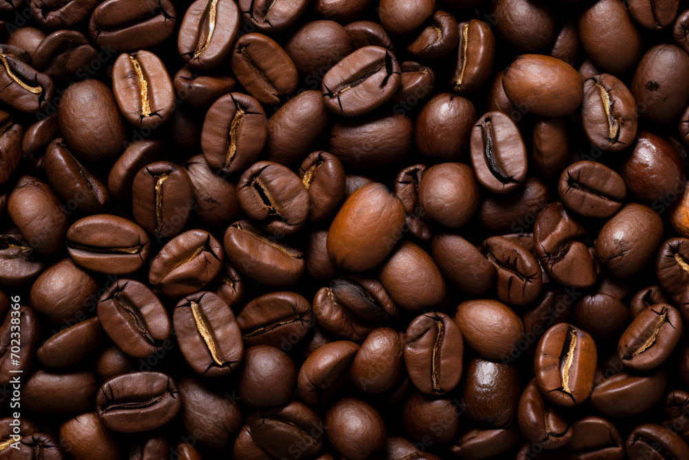 Fototapeta premium Coffee beans grains background close up