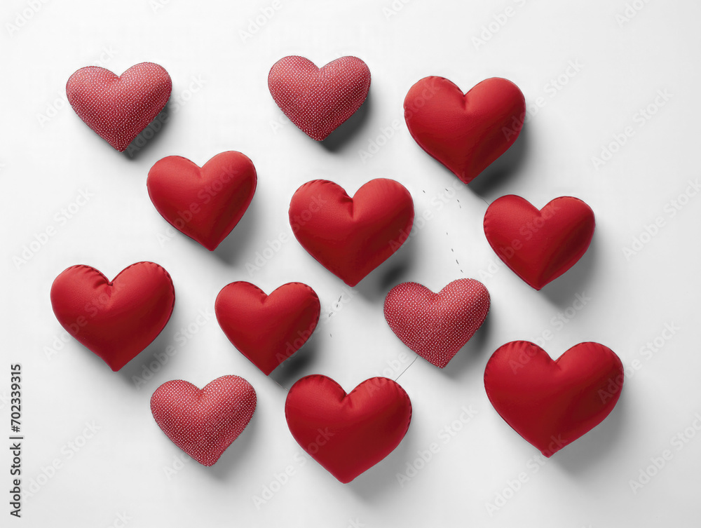 red hearts on pure white background, PNG, TRANSPARENT background