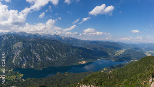 Lake Bohinj a large lake in Slovenia, is located in the Bohinj Valley of the Julian Alps, in the northwestern region of Upper Carniola, part of the Triglav National Park © Roman Bjuty