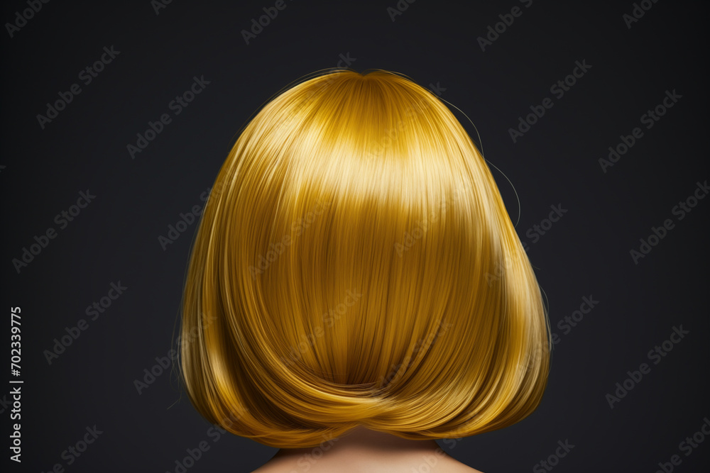 Fototapeta premium light gold well-groomed dyed hair on woman's head close-up rear view