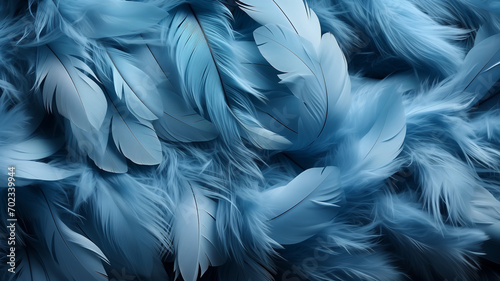 Blue feathers texture background