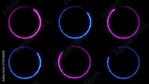 Abstract bright neon frame circle loading background illustration. 