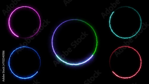 Abstract bright neon frame circle loading background illustration. 