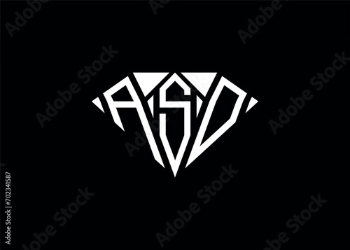 Modern letter A S O diamond shape logo And initial monogram A S O letter logo vector template