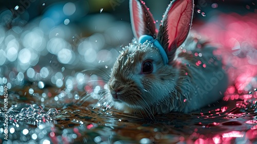 Blue Headband Rabbit Ears Pink Soap, Background HD, Illustrations