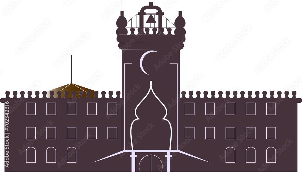 Obraz premium Castello di Sammezzano illustrazione realizzata con Illustrator 