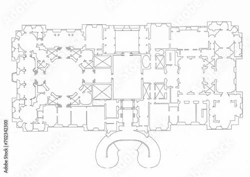 La planimetria del Castello di Sammezzano offre uno sguardo dettagliato alla disposizione degli ambienti. Rivelando la distribuzione degli spazi, connessioni tra le stanze e dimensioni. photo