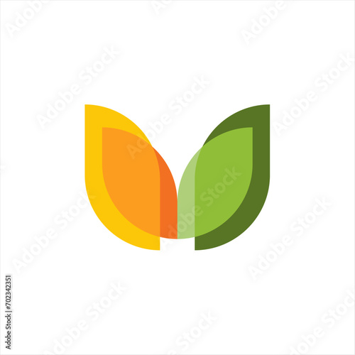 Abstract leaf and water drop logo design concept