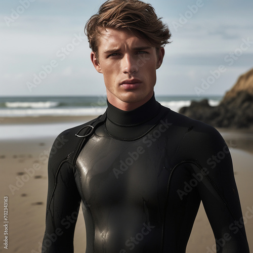 Surfer man with wetsuit. © DALU11